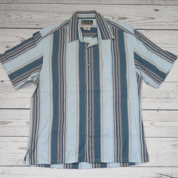 Columbia Stripe Short Sleeve Casual Shirt Medium - Picture 1 of 5